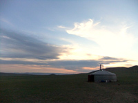 夕焼けに映るゲル。